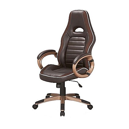 Scaun directorial SL Q150, Piele ecologica, Tetiera integrata, Inaltime ajustabila, 100 Kg, Maro [1]