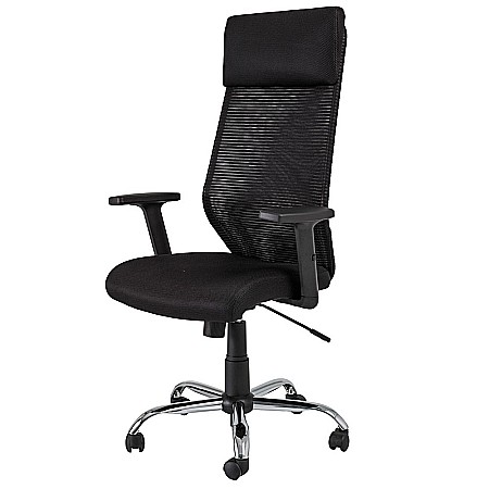 Scaun directorial SL Q211, cotiere reglabile, mesh, cadru cromat, suport lombar, mecanism de balans, negru [3]