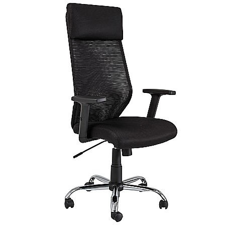 Produse in stoc - Scaun directorial SL Q211, cotiere reglabile, mesh, cadru cromat, suport lombar, mecanism de balans, negru