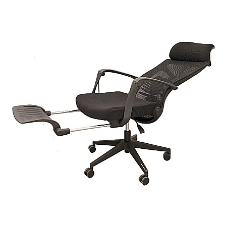 Scaun ergonomic cu suport picioare AB097, mesh, suport lombar, spatar rabatabil, 120 kg, negru [2]
