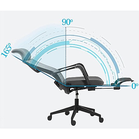 Scaun ergonomic cu suport picioare AB097, mesh, suport lombar, spatar rabatabil, 120 kg, negru [5]