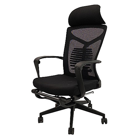 Scaune - Scaun ergonomic cu suport picioare AB097, mesh, suport lombar, spatar rabatabil, 120 kg, negru