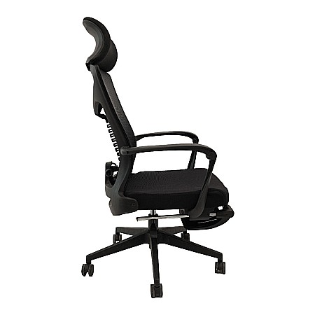 Scaun ergonomic cu suport picioare AB097, mesh, suport lombar, spatar rabatabil, 120 kg, negru [6]