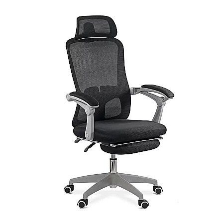 Scaune cu mesh - Scaun ergonomic cu tetiera OFF 430, mesh, suport picioare, polipropilena, 100 kg