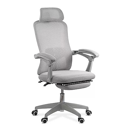 Scaune ergonomice - Scaun ergonomic cu tetiera OFF 430, mesh, suport picioare, polipropilena, 100 kg