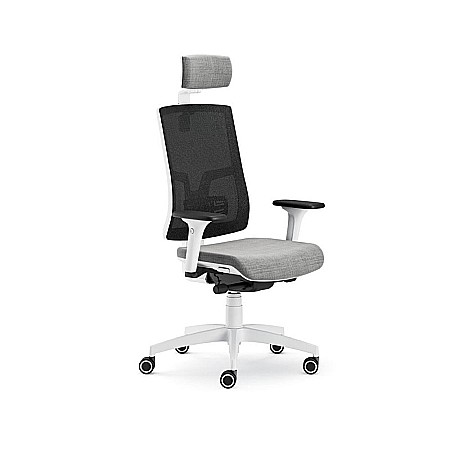 Scaune profesionale - Scaun ergonomic cu tetiera Pure Alb Mesh PDH