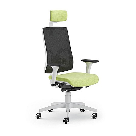 Scaun ergonomic cu tetiera Pure Alb Mesh PDH [1]