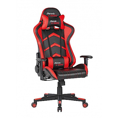 Scaune - Scaun gaming GN90 Indianapolis, suport lombar, perna tetiera, cotiere reglabile, rotativ, mecanism multiblock, 150 kg, negru/rosu