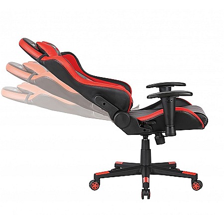 Scaun gaming GN90 Indianapolis, suport lombar, perna tetiera, cotiere reglabile, rotativ, mecanism multiblock, 150 kg, negru/rosu [2]