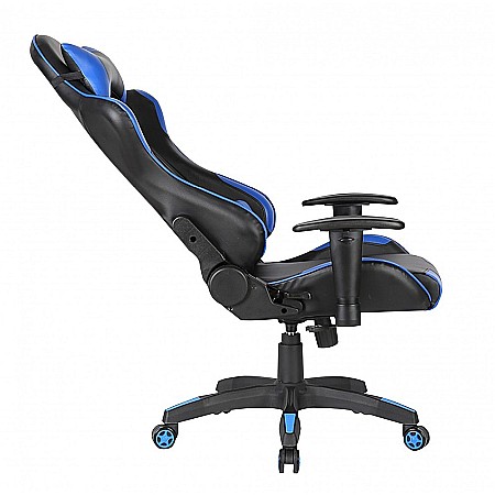 Scaun gaming GN90 Silverstone, suport lombar, perna tetiera, cotiere reglabile, rotativ, mecanism multiblock, 150 kg, negru/albastru [2]