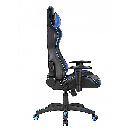 Scaun gaming GN90 Silverstone, suport lombar, perna tetiera, cotiere reglabile, rotativ, mecanism multiblock, 150 kg, negru/albastru [4]