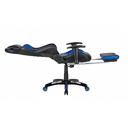 Scaun gaming GN90 Suzuka, suport lombar, perna tetiera, cotiere reglabile, rotativ, mecanism multiblock, 150 kg, negru/albastru [4]