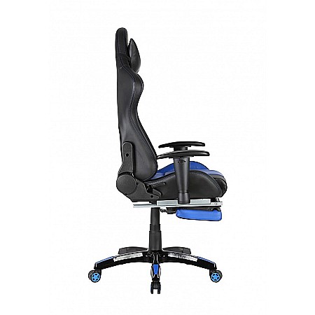 Scaun gaming GN90 Suzuka, suport lombar, perna tetiera, cotiere reglabile, rotativ, mecanism multiblock, 150 kg, negru/albastru [5]