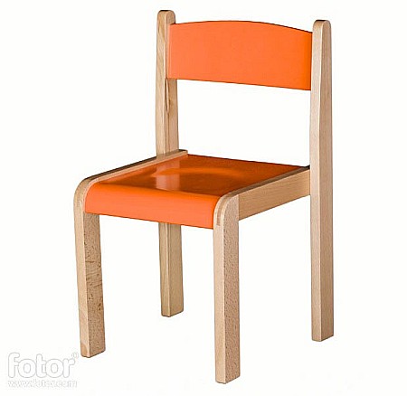 Scaune gradinita - Scaun lemn gradinita Bambi, H35, portocaliu