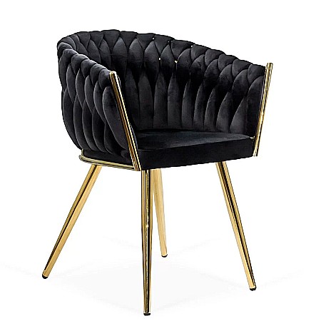 Scaune living - Scaun living BUC 261, catifea, structura metalica aurie, perne groase, 120 kg