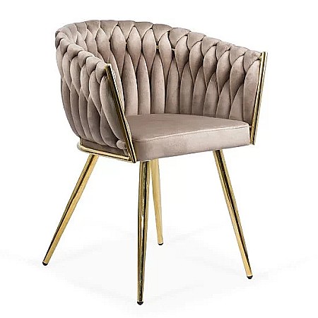 Scaune living - Scaun living BUC 261, catifea, structura metalica aurie, perne groase, 120 kg