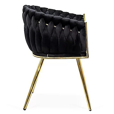 Scaun living BUC 261, catifea, structura metalica aurie, perne groase, 120 kg [2]