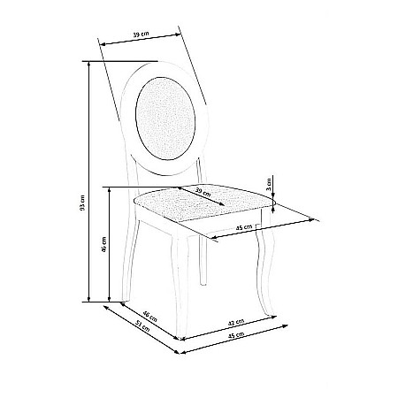 Scaun de living si bucatarie HM Barock, din lemn masiv, ergonomic, tapitat cu stofa, 100 Kg, 93x45x51 cm, Alb/Gri [6]
