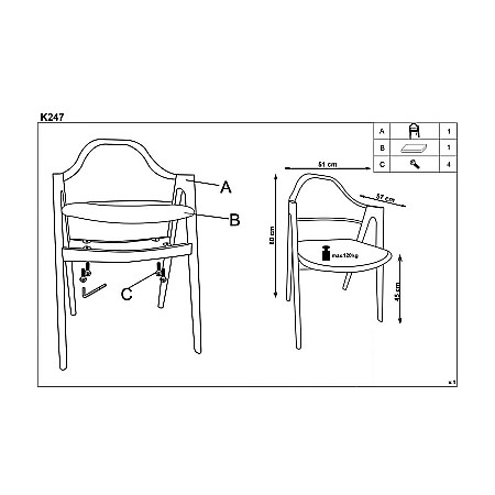 Scaun living HM K247 alb [1]