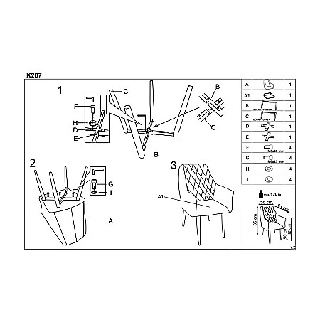 Scaun living HM K287 albastru [4]