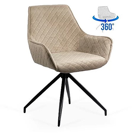 Scaun living si bucatarie BUC 0223, baza metalica, tapiterie catifea, rotativ, 100 kg [4]