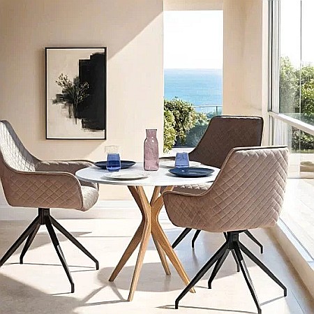 Scaune living - Scaun living si bucatarie BUC 0223, baza metalica, tapiterie catifea, rotativ, 100 kg