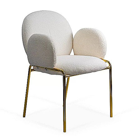 Scaune living - Scaun living si dining BUC282, stofa boucle, structura metalica aurie, elegant, 100 kg