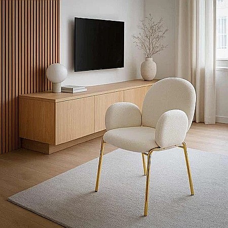 Scaun living si dining BUC282, stofa boucle, structura metalica aurie, elegant, 100 kg [3]