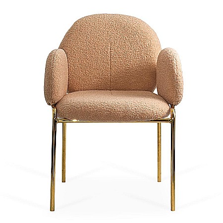 Scaun living si dining BUC282, stofa boucle, structura metalica aurie, elegant, 100 kg [1]
