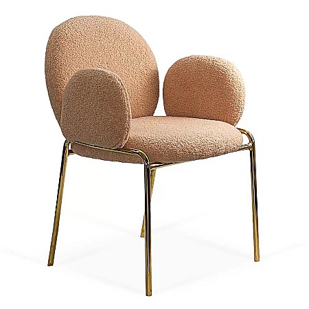 Produse - Scaun living si dining BUC282, stofa boucle, structura metalica aurie, elegant, 100 kg