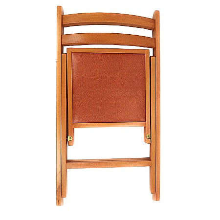 Scaun pliant lemn masiv, bucatarie si living, sezut tapitat cu piele ecologica, 100 kg, cires [6]
