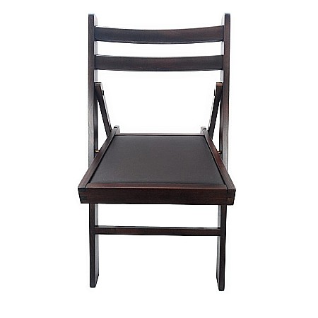 Scaun pliant lemn masiv, bucatarie si living, sezut tapitat cu piele ecologica, 100 kg, wenge [2]