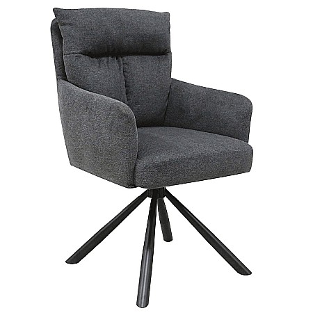 Produse in stoc - Scaun rotativ living KL Skarlet, metalic, tapitat cu stofa,100 kg, 60x67x93 cm, gri inchis
