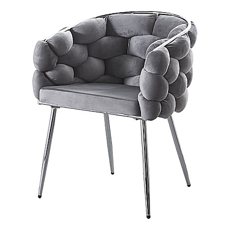 Scaun tapitat cu cadru metalic, AB14 ergonomic, living, catifea, 80x60x43 cm,100 Kg, Gri/Silver [3]
