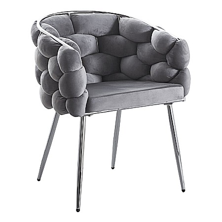 Produse - Scaun tapitat cu cadru metalic, AB14 ergonomic, living, catifea, 80x60x43 cm,100 Kg, Gri/Silver