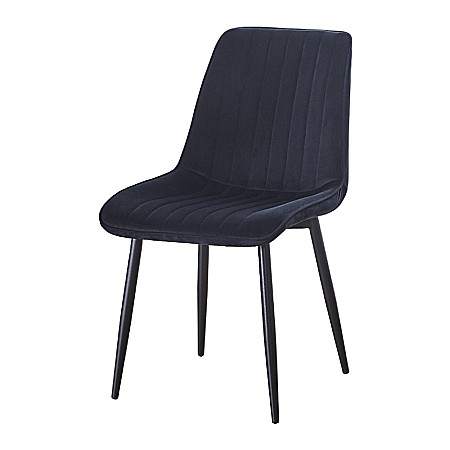 Produse - Scaun tapitat cu stofa tip catifea AB176, de living si bucatarie, cadru metalic, 88x47x42 cm, negru