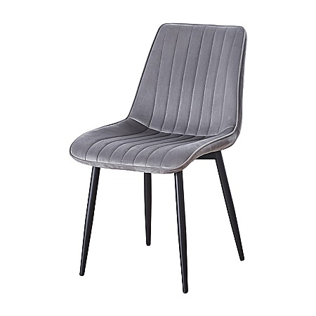 Produse - Scaun tapitat cu stofa tip catifea AB176, de living si bucatarie, cadru metalic, 88x47x42 cm, gri