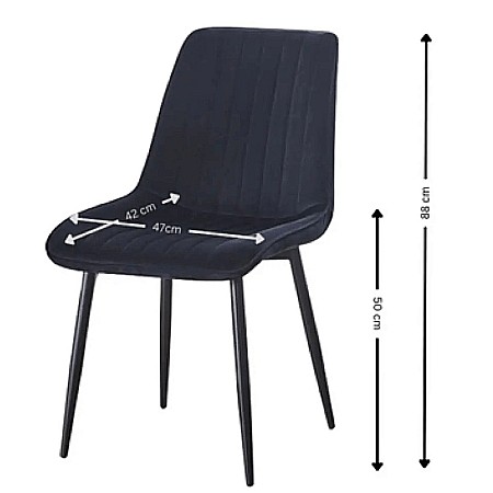 Scaun tapitat cu stofa tip catifea AB176, de living si bucatarie, cadru metalic, 88x47x42 cm, negru [2]