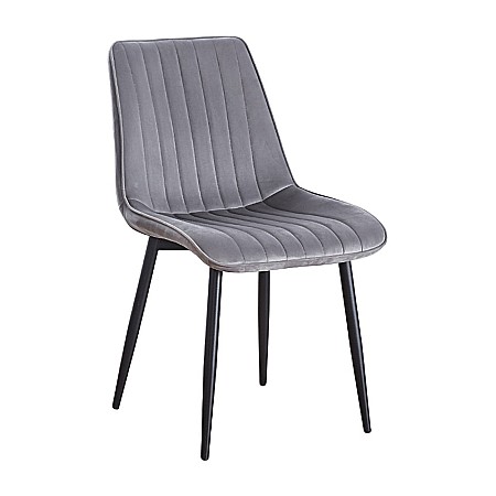 Scaun tapitat cu stofa tip catifea AB176, de living si bucatarie, cadru metalic, 88x47x42 cm, gri [3]