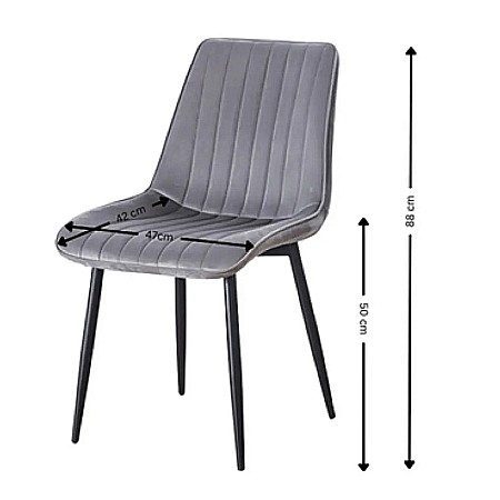 Scaun tapitat cu stofa tip catifea AB176, de living si bucatarie, cadru metalic, 88x47x42 cm, gri [2]