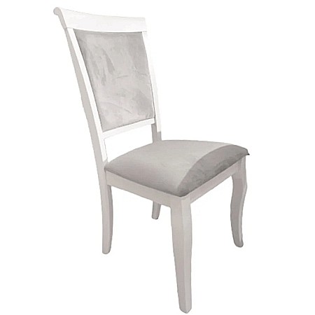Scaun tapitat de living si bucatarie, AB Albert din lemn masiv, stofa,120 kg, 96x42x40 cm, alb/gri