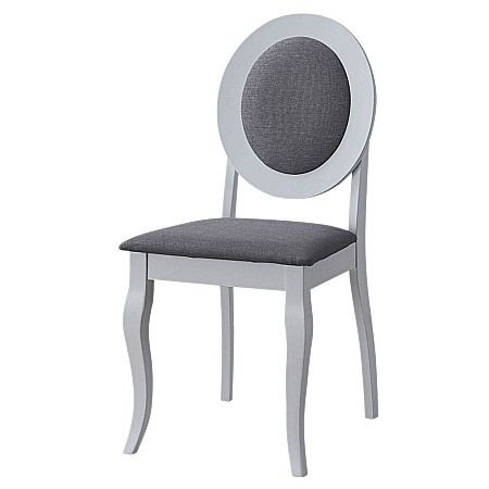 Scaun tapitat de living si bucatarie, KL Benson din lemn masiv, stofa,120 kg, 44.5x50.5x92 cm, alb/gri