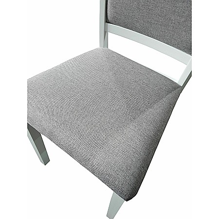 Scaun tapitat de living si bucatarie, KL Oman din lemn masiv, stofa,120 kg, 44x50x90 cm, alb/gri [3]