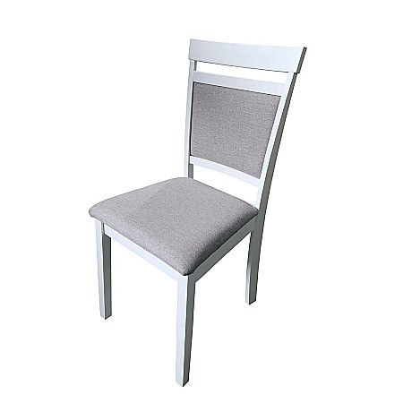 Scaun tapitat de living si bucatarie, KL Oman din lemn masiv, stofa,120 kg, 44x50x90 cm, alb/gri [2]