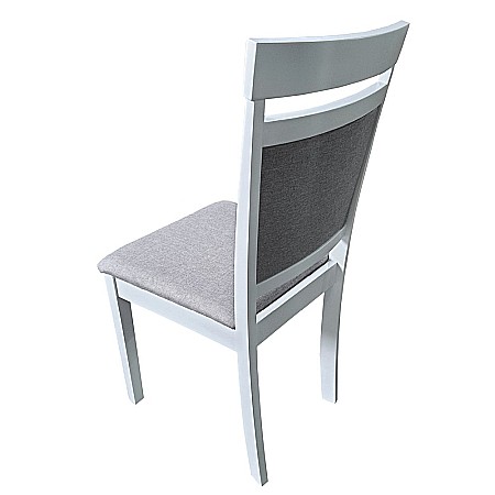Scaun tapitat de living si bucatarie, KL Oman din lemn masiv, stofa,120 kg, 44x50x90 cm, alb/gri [1]