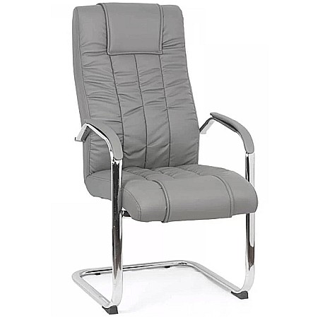 Produse - Scaun vizitator de birou OFF 8115, ergonomic, piele ecologica, cadru cromat tip sanie, 120 kg