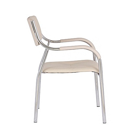 Scaun vizitator GN cu manere, cadru cromat, piele ecologica, 150 kg, bej [3]