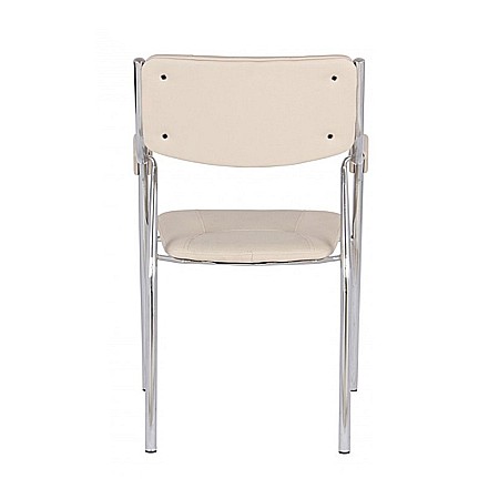 Scaun vizitator GN cu manere, cadru cromat, piele ecologica, 150 kg, bej [4]