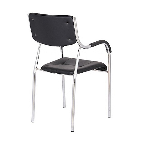 Scaun vizitator GN cu manere, cadru cromat, piele ecologica, 150 kg, negru [4]
