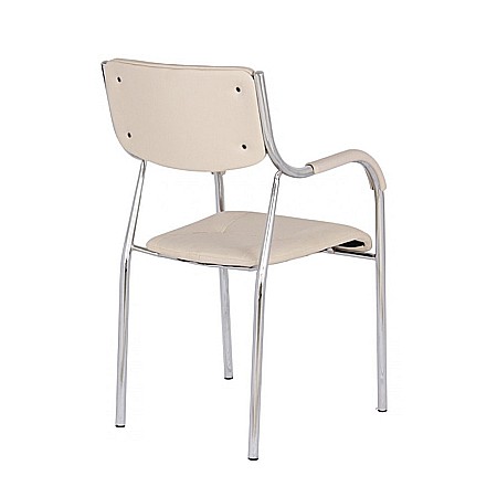 Scaun vizitator GN cu manere, cadru cromat, piele ecologica, 150 kg, bej [2]